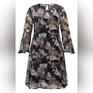 Part Two Floral Print Sheer Mini Dress with Slip - Size Small